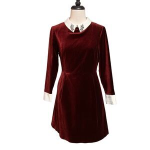 Ted Baker London Cheryl Velvet Collared Embellished Dress Size 2